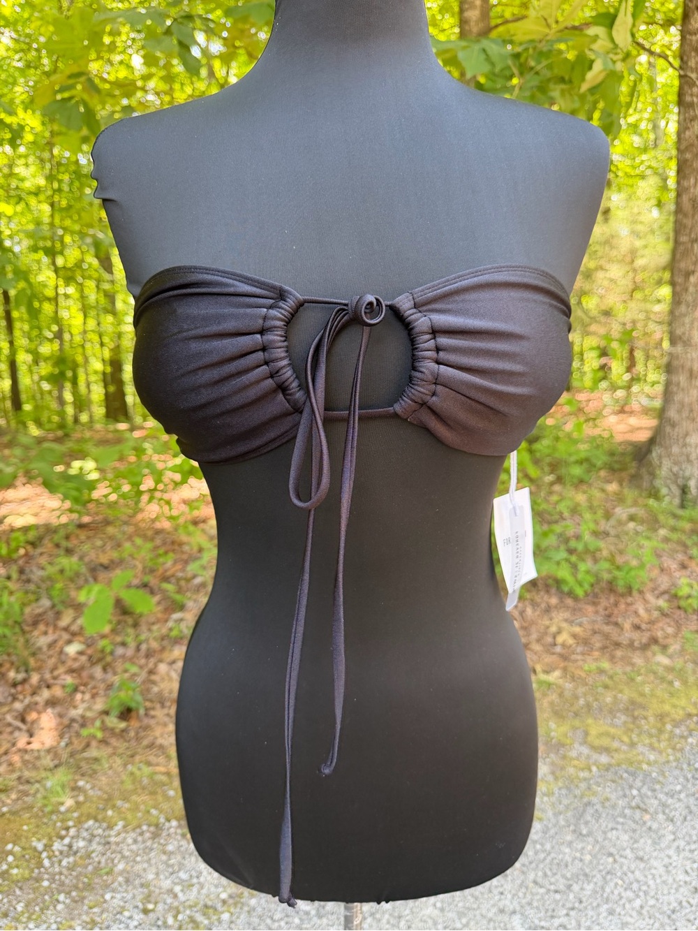 Forever 21 Black Bandeau Bikini Top with Front Tie